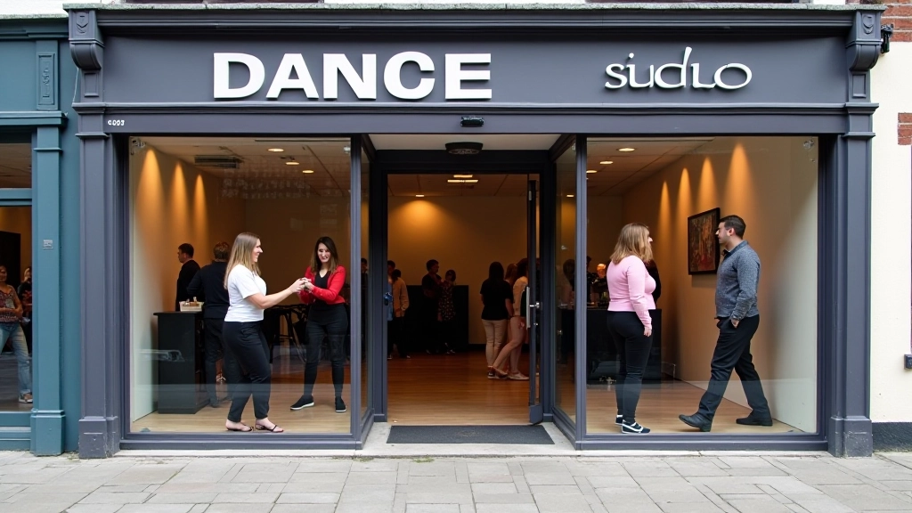 Bright modern dance studio with mirrors, wooden floors, and professional lighting